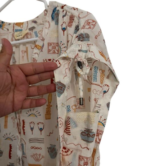 Anthropologie Womens SMALL Danielle Kroll Brooklynite Top Printed Aztec Art - Picture 4 of 9